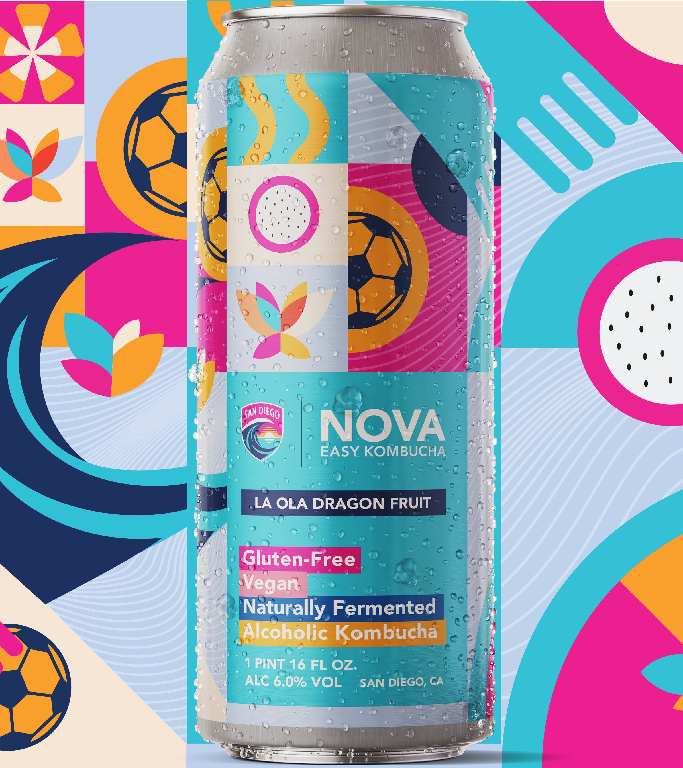Nova Hard Kombucha La Ola Dragon Fruit Order Now Pomella